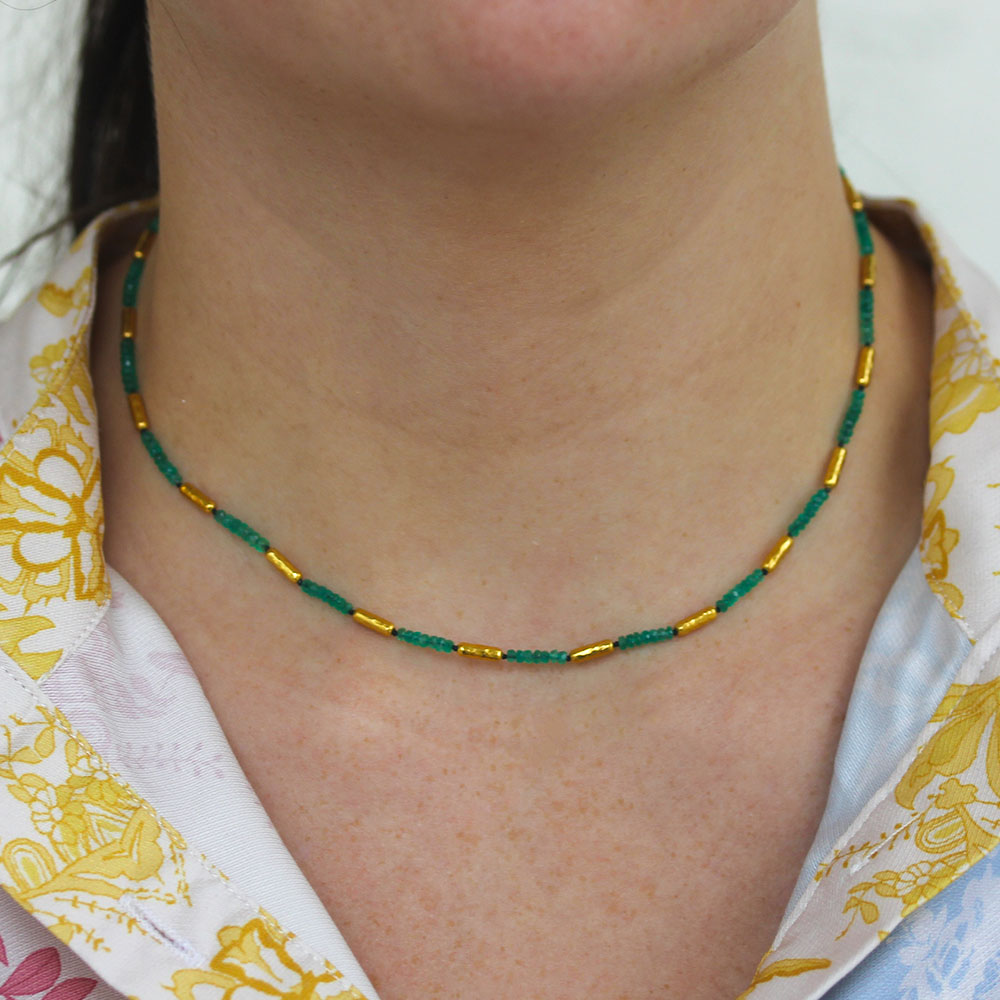 Gurhan Yellow Gold & Emerald Tube Necklace - Be On Park