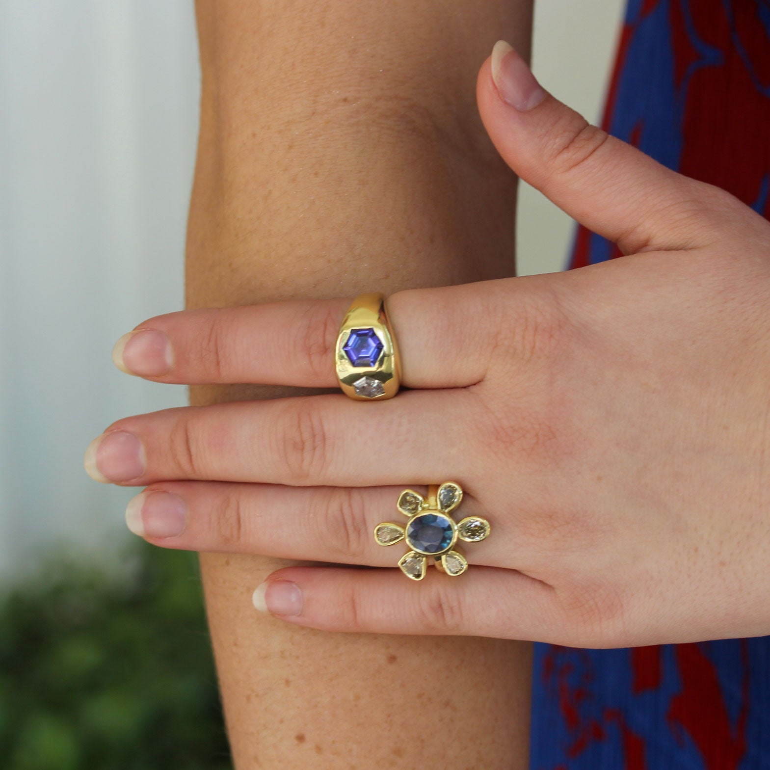 Lauren K Yellow Gold, Tanzanite & Diamond Band Size 7 1/4 - Be On Park