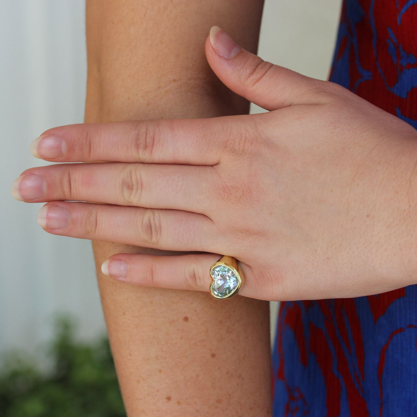 Lauren K Yellow Gold & Aquamarine Heart Ring Size 5 - Be On Park