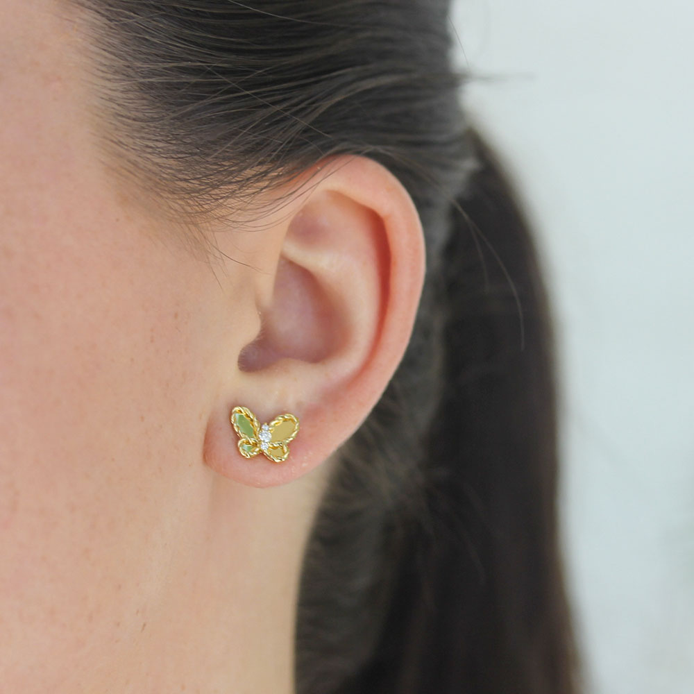 Roberto Coin Diamond Butterfly Stud Earrings - Be On Park