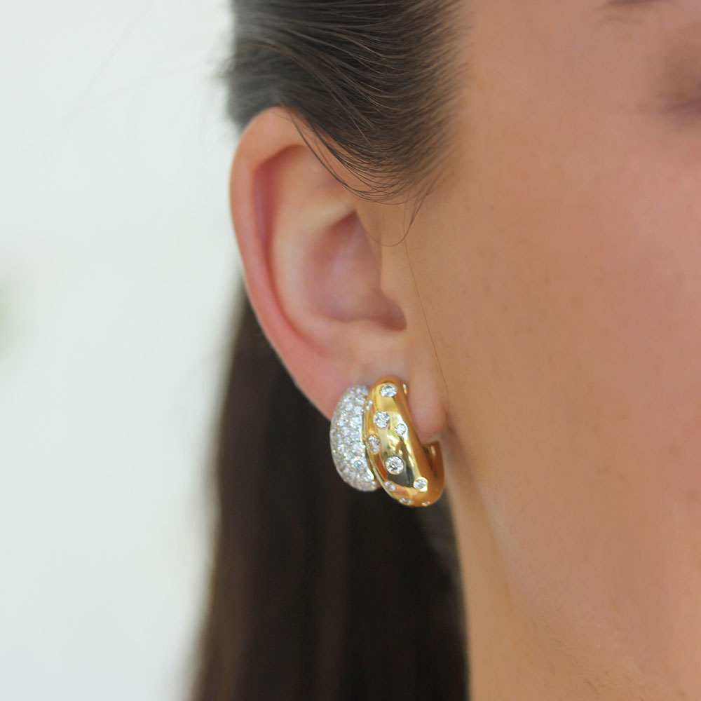 Kwiat Double Huggie Earrings with Diamonds - Be On Park