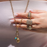 Single Stone Rectangular Cobblestone Ring