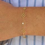 Roberto Coin 18K Yellow Gold Diamond Princess Flower Station Bracelet