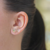 Sydney Evan 14K Yellow Gold Rainbow Daisy Happy Face Stud Earrings