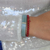 Sydney Evan 14K Yellow Gold Mini Enamel Ladybug Red Beaded Bracelet