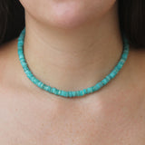 The Finest Stack 14K Yellow Gold Amazonite Heishi Beaded Necklace