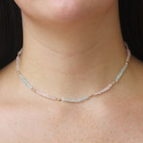 The Finest Stack Pink Tourmaline, Aquamarine & Diamond Beaded Necklace