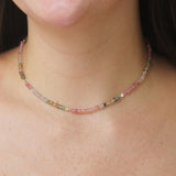 The Finest Stack 14K Yellow Gold Watermelon Tourmaline & Diamond Beaded Necklace