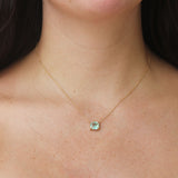 The Finest Stack 14K Yellow Gold Seafoam Tourmaline Cushion Pendant Necklace
