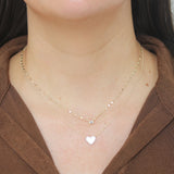 Shy Creation 14K Yellow Gold Mother of Pearl & Diamond Heart Necklace