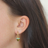 Imperfect Grace 14K Yellow Gold Peridot & Turquoise Charm Hoop Earrings