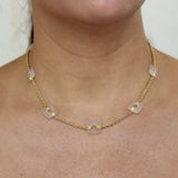 Paul Morelli 18K Yellow Gold White Quartz Quadro Link Necklace