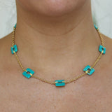 Paul Morelli 18K Yellow Gold Turquoise Quadro Link Necklace