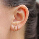 Shy Creation 14K Yellow Gold Classic Mini Diamond Huggie Earrings