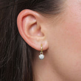 Diamond Drop Hoop Earrings in 18K Yellow Gold