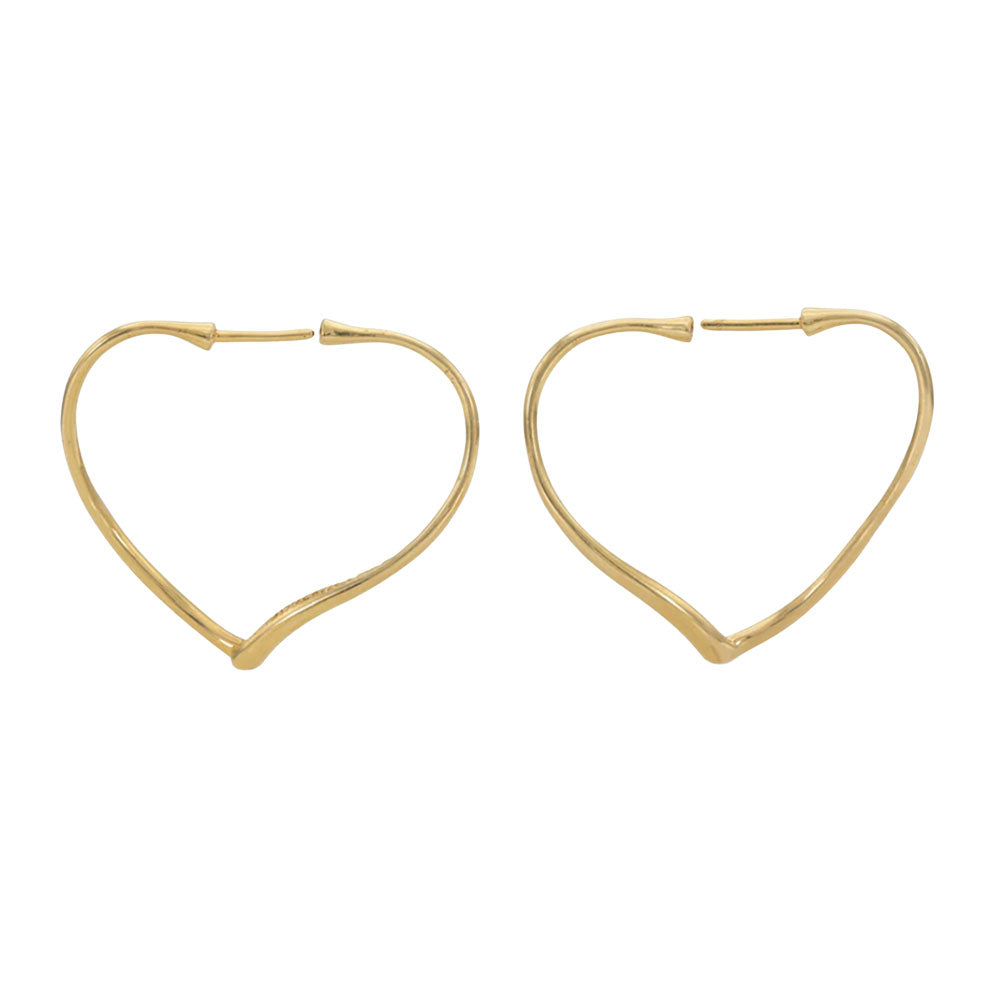 Signed by Elsa Peretti For Tiffany & Co Open Heart Hoop Earrings - Be On Park