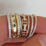 Shy Creation 14K Yellow Gold Diamond Link Ring