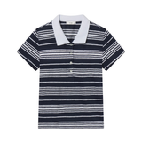 Frame The Short Sleeve Striped Polo in Navy Multi