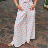 Verandah Flared Pants in Blush Polka Dots