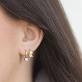 Jade Trau Petite Diamond Sienna Two Tone Huggie Drop Earrings - Be On Park