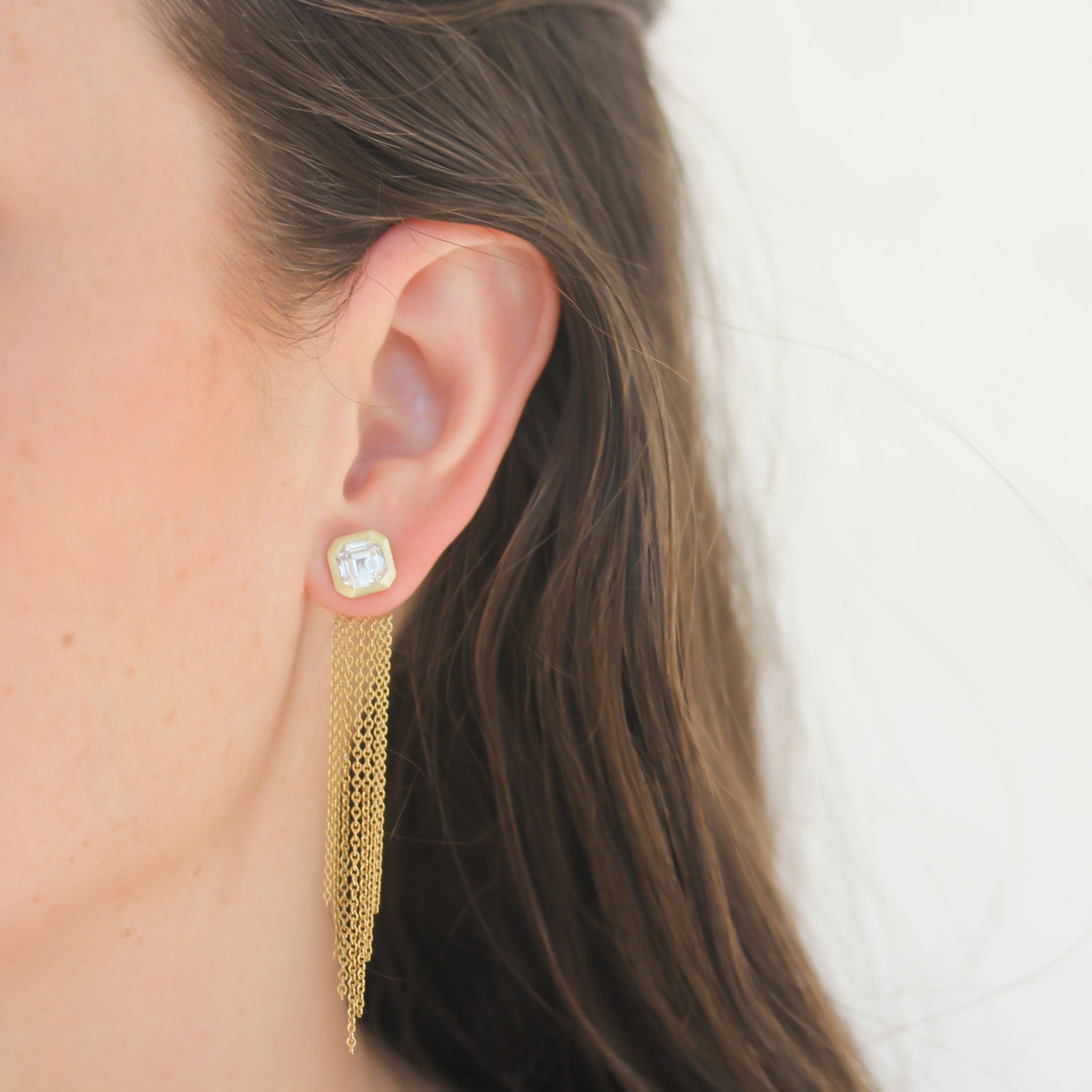 Kimberly Collins White Zircon Bezel Stud Earrings - Be On Park