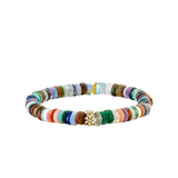 Sydney Evan Rainbow Heishi Bracelet with Diamond Daisy Rondelle