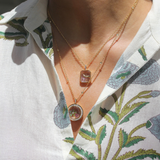 Loquet Diamond Baguette Locket on Diamond Gold Necklace