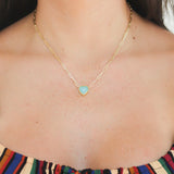 Lauren K Heart Shaped Cabochon Blue Opal Necklace
