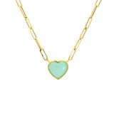 Lauren K Heart Shaped Cabochon Blue Opal Necklace