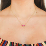 Lauren K Oval Cut Pink Sapphire and Diamond Sprinkle Necklace
