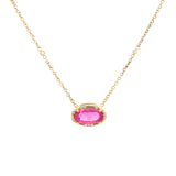 Lauren K Oval Cut Pink Sapphire and Diamond Sprinkle Necklace