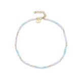 The Finest Stack Pink Tourmaline & Aquamarine Floating Diamond Beaded Necklace