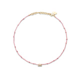 The Finest Stack Tiny Pace Cloud w/ Pink Hand-Knotted Silk Cording Necklace