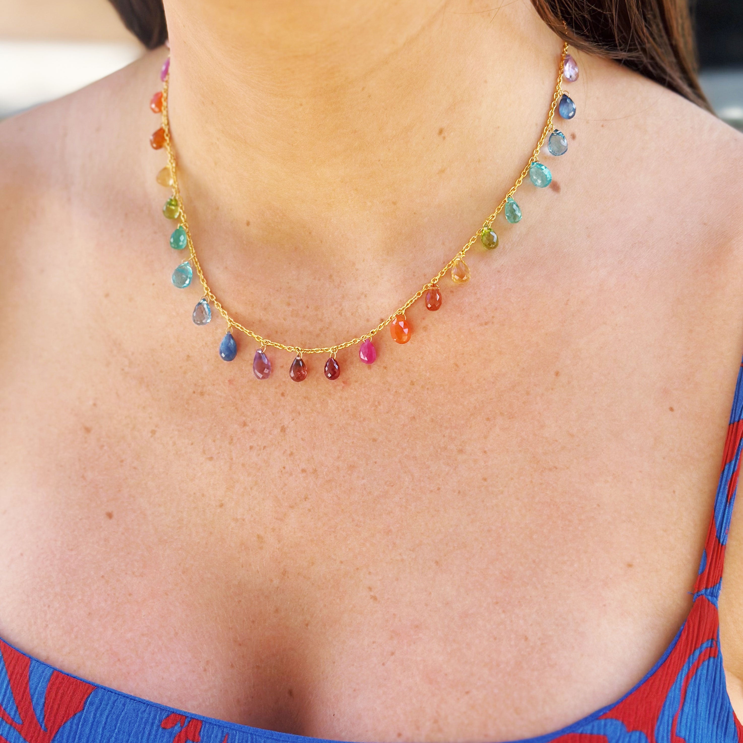 Gurhan 24K Yellow Gold Multi-Colored Briolette Gemstone Necklace - Be On Park