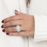 Zydo Half Set Diamond Domed Wide Stretch Ring