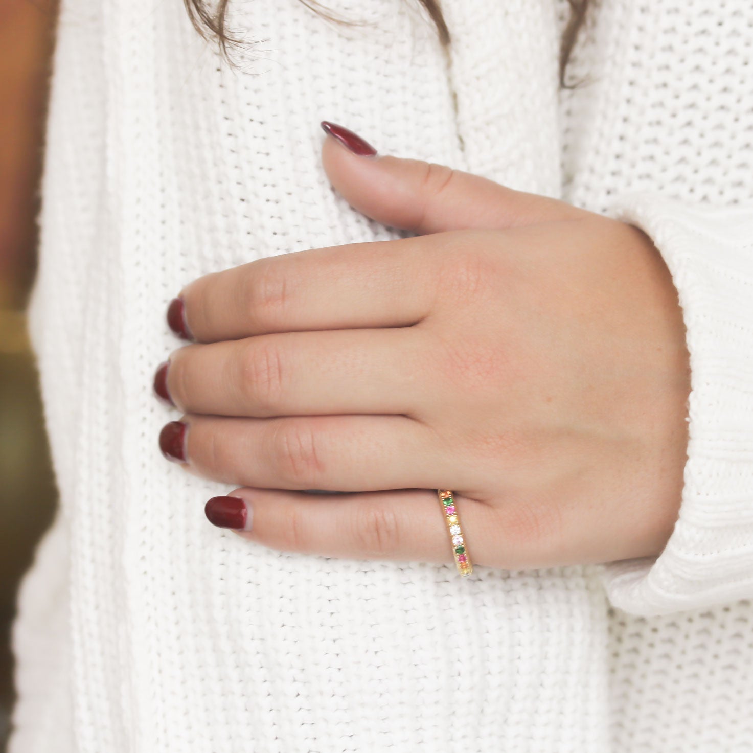 Zydo Multicolor Diamond, Sapphire, and Semi Precious Stones Stretch Eternity Ring - Be On Park