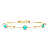 Paul Morelli Single Wire Turquoise and Ruby Bracelet