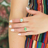 Lauren K Cushion Cut Green Tourmaline and Aquamarine Triad Ring - Be On Park