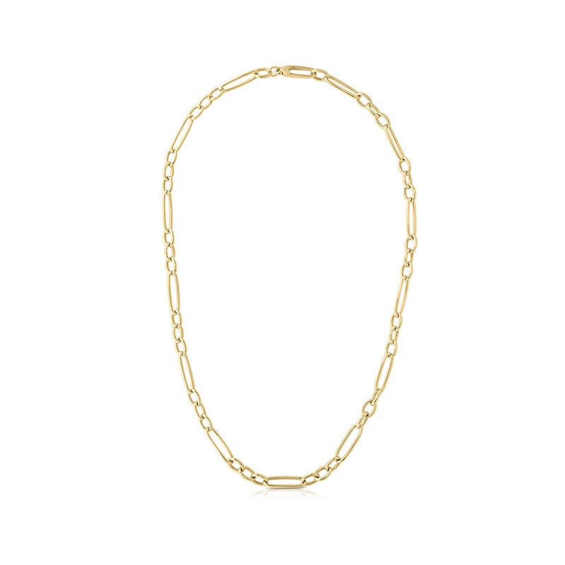 Roberto Coin 18K Yellow Gold Alternating Oval Link Chain Necklace - Be On Park