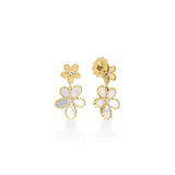 Roberto Coin JASMINE DIAMOND AND MOTHER OF PEARL DOUBLE FLOWER DANGLE EARRINGS - Be On Park
