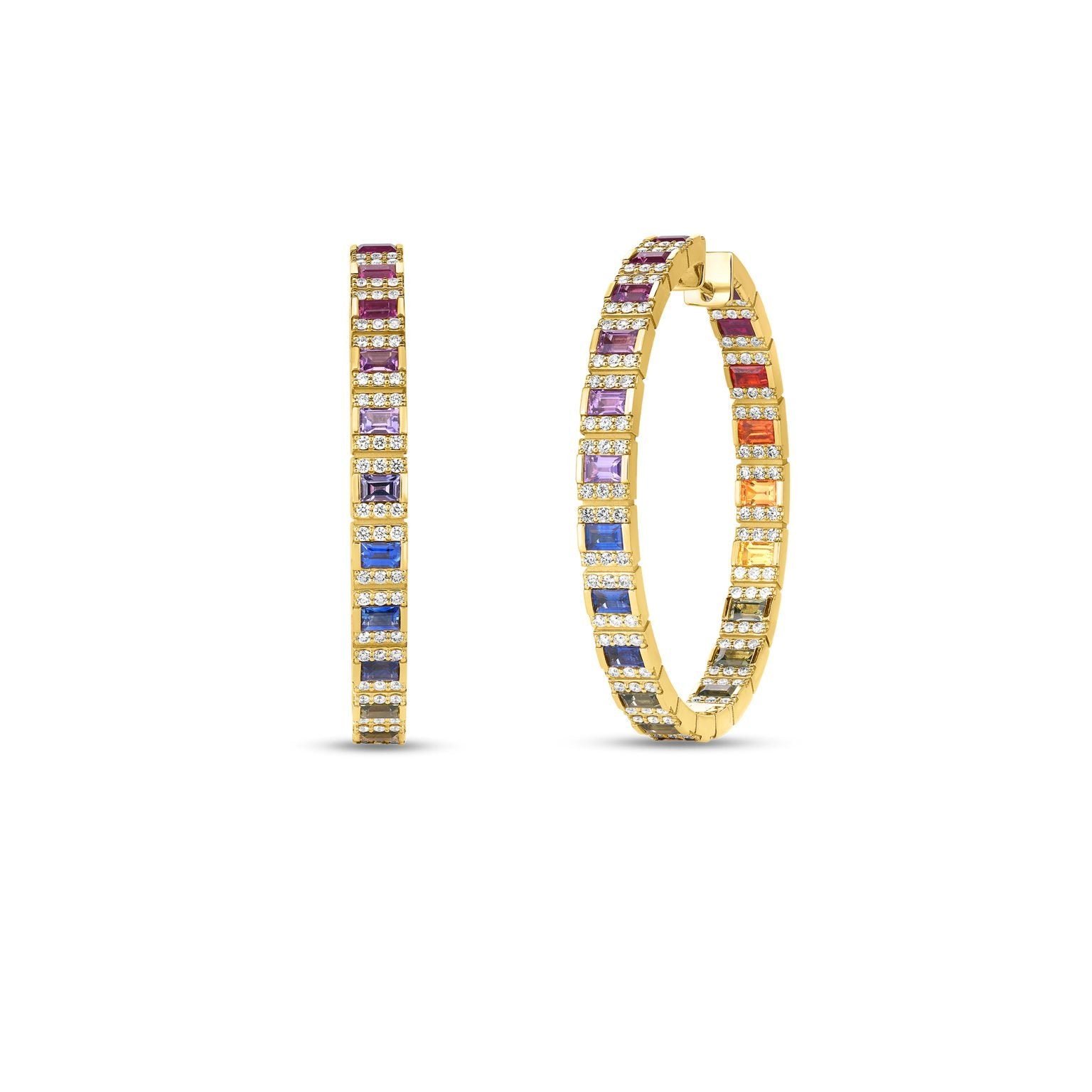 Roberto Coin Pave Diamond and Mixed Color Stone Obelisco Earrings - Be On Park
