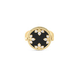 Roberto Coin colored medallions diamond, black jade, & mother of pearl reversible ring