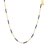 Gurhan Single Strand Sapphire and Gold Tube Beaded Necklace