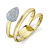 Shy Creation 14K Yellow Gold Diamond Pavé Pear Snake Ring