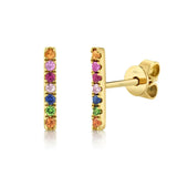 Shy Creation Multi-Color Stone Bar Stud Earrings