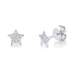 Shy Creation White Gold Mini Pave Diamond Star Studs - Be On Park
