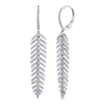 Shy Creation White Gold Diamond Phoenix Feather Drop Earrings - Be On Park