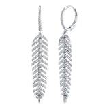 Shy Creation White Gold Diamond Phoenix Feather Drop Earrings - Be On Park