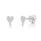 Shy Creation White Gold Mini Pave Diamond Heart Studs