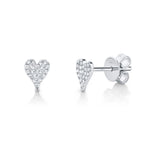 Shy Creation White Gold Mini Pave Diamond Heart Studs - Be On Park